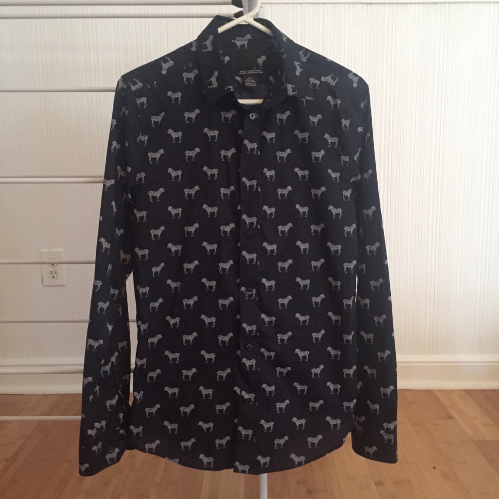 H&M Men’s Zebra Print Slim Fit Shirt
